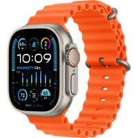 Часы Apple Watch Ultra 2, 49 мм, титан светлого цвета, ремешок Ocean оранжевого цвета (RFB) Часы Apple Watch Ultra 2, 49 мм, титан светлого цвета, ремешок Ocean оранжевого цвета (RFB)